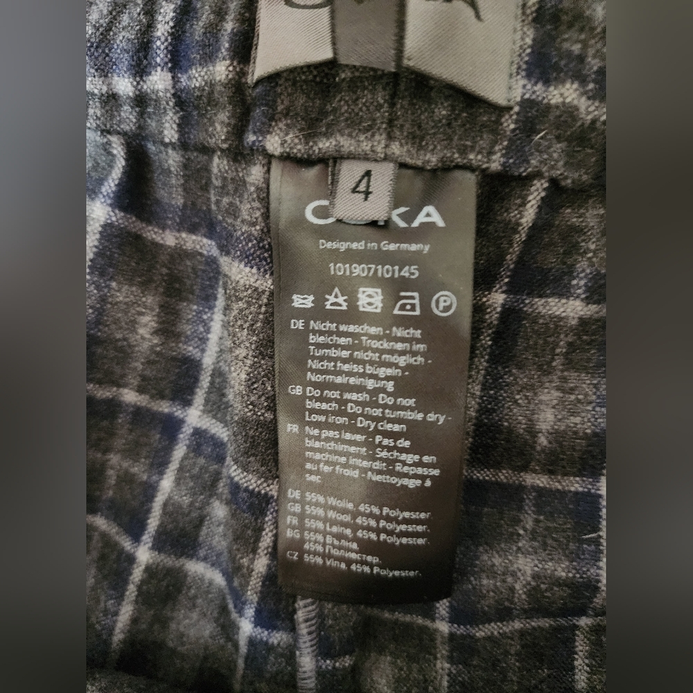 Oska 522 Wool Barrel Pants Sz 4 US 12-14 Elastic Waist Flat Front Flannel Plaid - Picture 5 of 10
